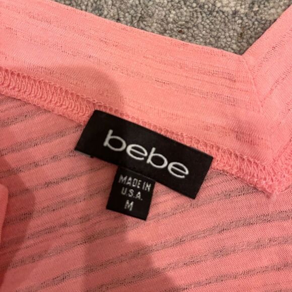 Pink Crystal Logo Short Sleeve Medium Size Bebe Brand Great Condition - Picture 5 of 5